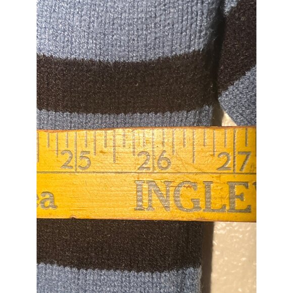 BTFBM Striped Blue & Black Ribbed Knit Turtleneck Sweater XL Warm Oversized - Picture 16 of 16